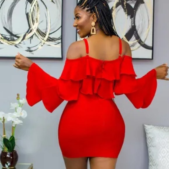 Sexy Red Bandage Mini Dress - Picture 2 of 2